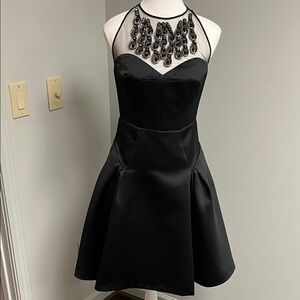 Milly of New York Black Embellished Mini Dress
